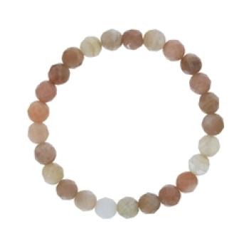 Mondstein Armband – facettierten 8mm Kugeln, elastisch (19cm)